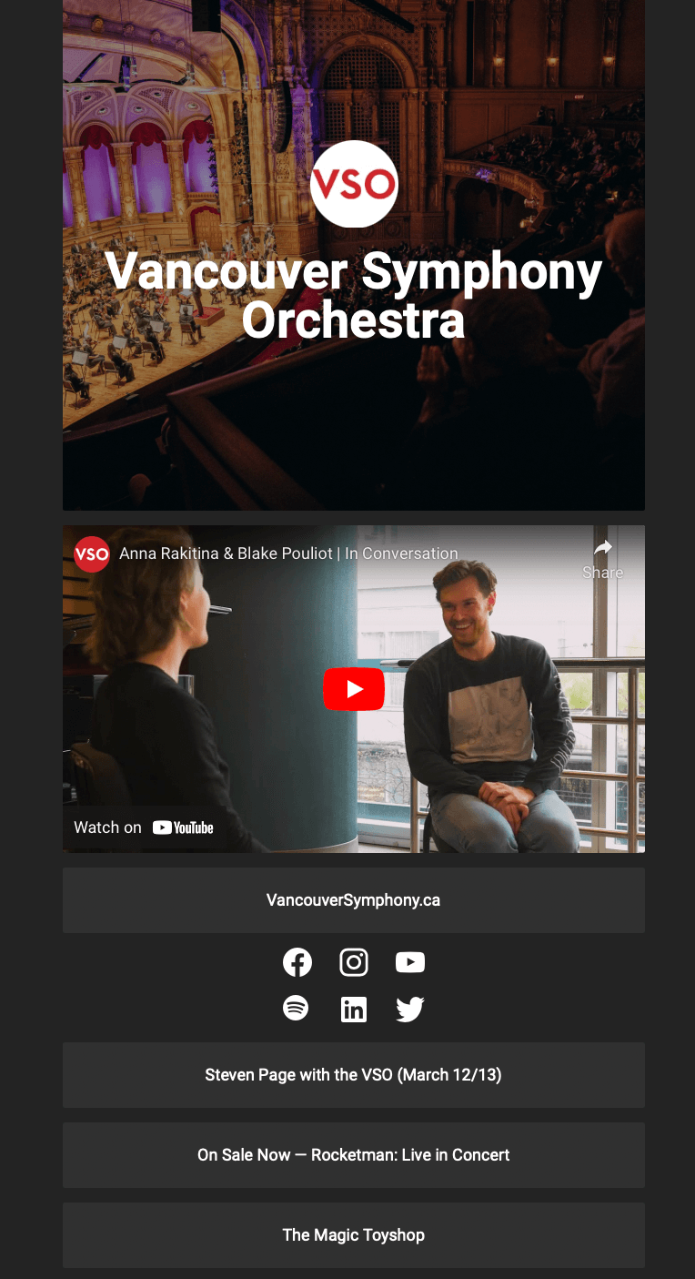 Vancouver Symphony's Start Page